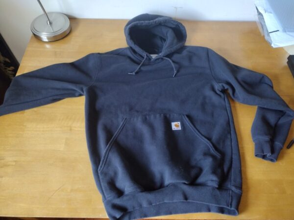 CARHARTT Original Fit Pullover Black Sleeve Logo Hoodie Sweatshirt M