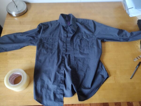 Bruno New York Large Black Chest Designer Roll Up Sleeve Shirt Small S Pockets