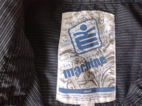 Machine Shirt Men's Button Up Short Sleeve Collared Black Pin Stripe M Skull Medium - Image 2