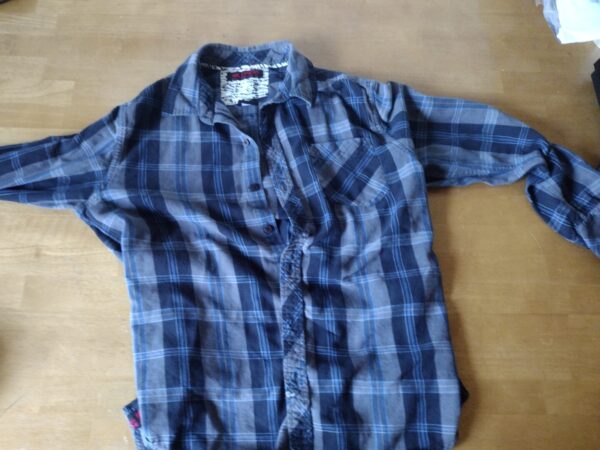 Hawk Shirt Blue Black Gray Grey Button Up Sleeve Men Medium M
