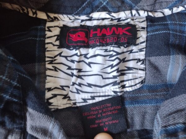 Hawk Shirt Blue Black Gray Grey Button Up Sleeve Men Medium M - Image 3