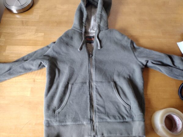 Northwest Territory MEDIUM M Men's Zip Green Fleece Lined Waffle Cloth Hoodie