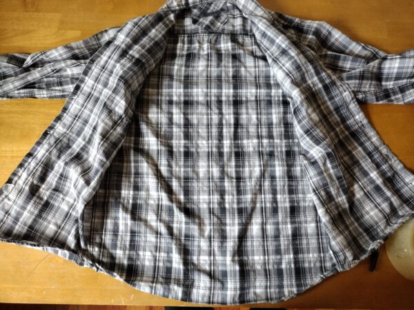Clever Men Button-Up Medium Casual Long Sleeve Shirt White Black Striped - Image 4