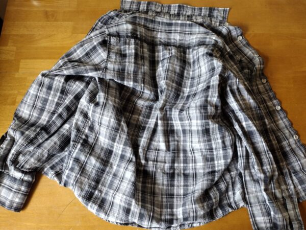 Clever Men Button-Up Medium Casual Long Sleeve Shirt White Black Striped - Image 5