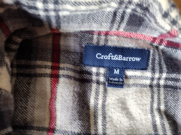 Croft & Barrow Button Down Shirt Mens Medium White/Red/Gray Plaid Long Sleeve - Image 2