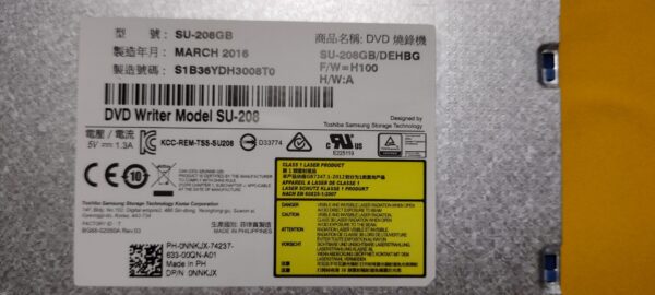 Dell Toshiba Samsung DVD Writer Optical Drive SU-208 0NNKJX NNKJX with Bezel Bracket 01GX87 - Image 4