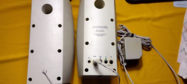 Gateway 2000 Altec Lansing ACS41 Vintage PC Computer Speakers w/ Power Supply & Aux Cable - Image 3