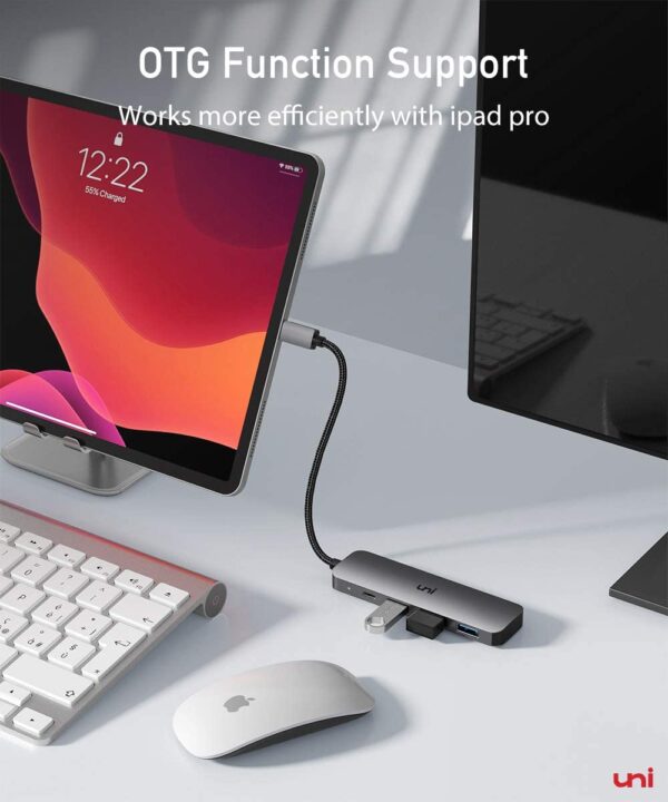 uni USB-C to USB Hub with 100W PD, Slim Aluminum Nylon High Speed USB Adapter - Image 7