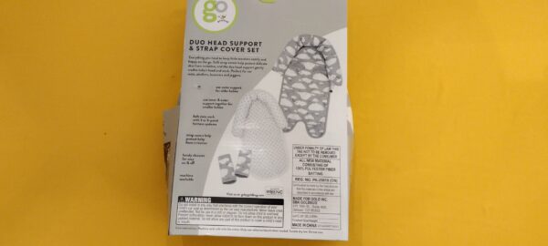 Go by Goldbug Duo Head Support & Strap Cover Set Grey Gray Stars & Clouds NEW - Image 2