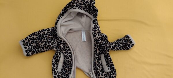 Cherokee Girl Coat Newborn NB 0-3M Leopard Ear Zip Up Fleece