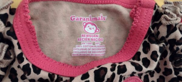 Garanimals Baby Girl JUMPER SHIRT Top Shirt PINK & CHEETAH PRINT Colorful Newborn NB 0-3M - Image 2