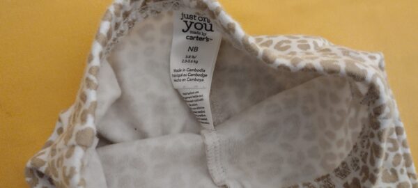 Baby Girl Just One You by Carter's White & Leopard Cheetah Pants Newborn NB 0-3M - Image 2