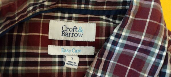 Croft & Barrow Easy Care Mens Red Blue Plaid Flannel Long Sleeve Shirt Small - Image 3