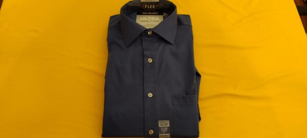 Van Heusen Ultra Flex Blue Navy Dress Shirt Men's Regular Fit 15-15.5  34/35 - Image 5