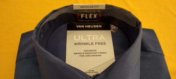 Van Heusen Ultra Flex Blue Navy Dress Shirt Men's Regular Fit 15-15.5  34/35 - Image 3