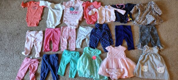 Huge Lot of 38  Baby Girls Clothes, Mixed, Tops, Bottoms, Coats & More, 3 Months