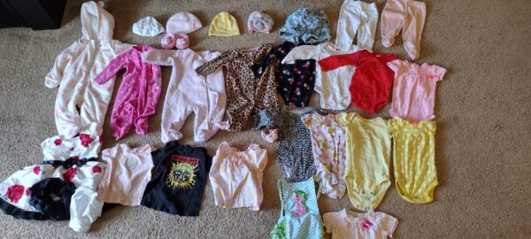 6 Month Baby Girls Clothes Lot of 31 - Coat, Tops, Bottoms, Hats, and more