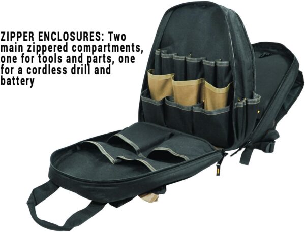 CLC Work Gear 1134 Carpenter's Tool Backpack, 44 Pockets, Padded Back Support - Image 2