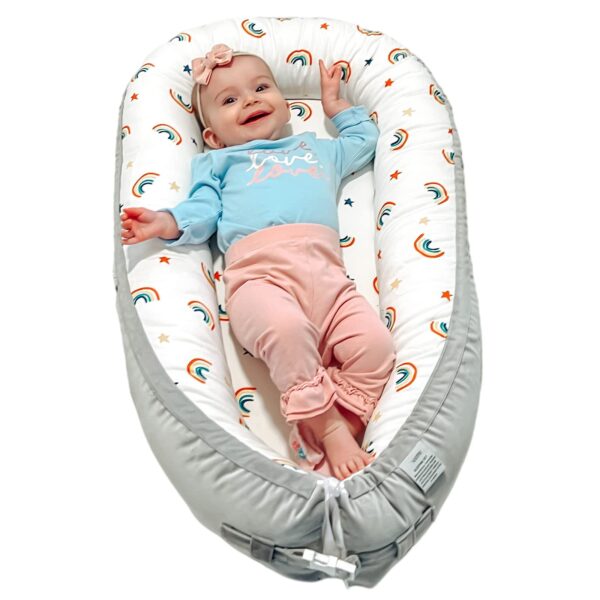 hiseeme Portable Baby Lounger Bed Baby Nest Breathable Newborn Crib Bassinet