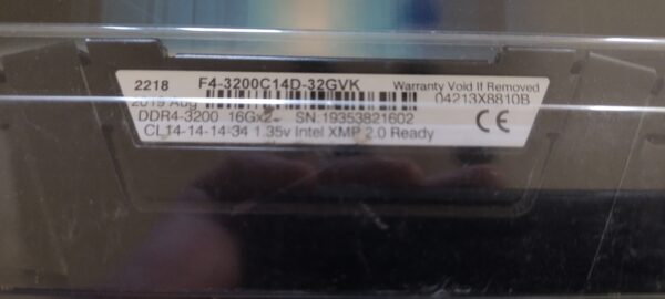 G.Skill Ripjaws V DDR4 32GB 16GBx2 DIMM F4-3200C14D-32GVK Samsung B-Die - Image 4