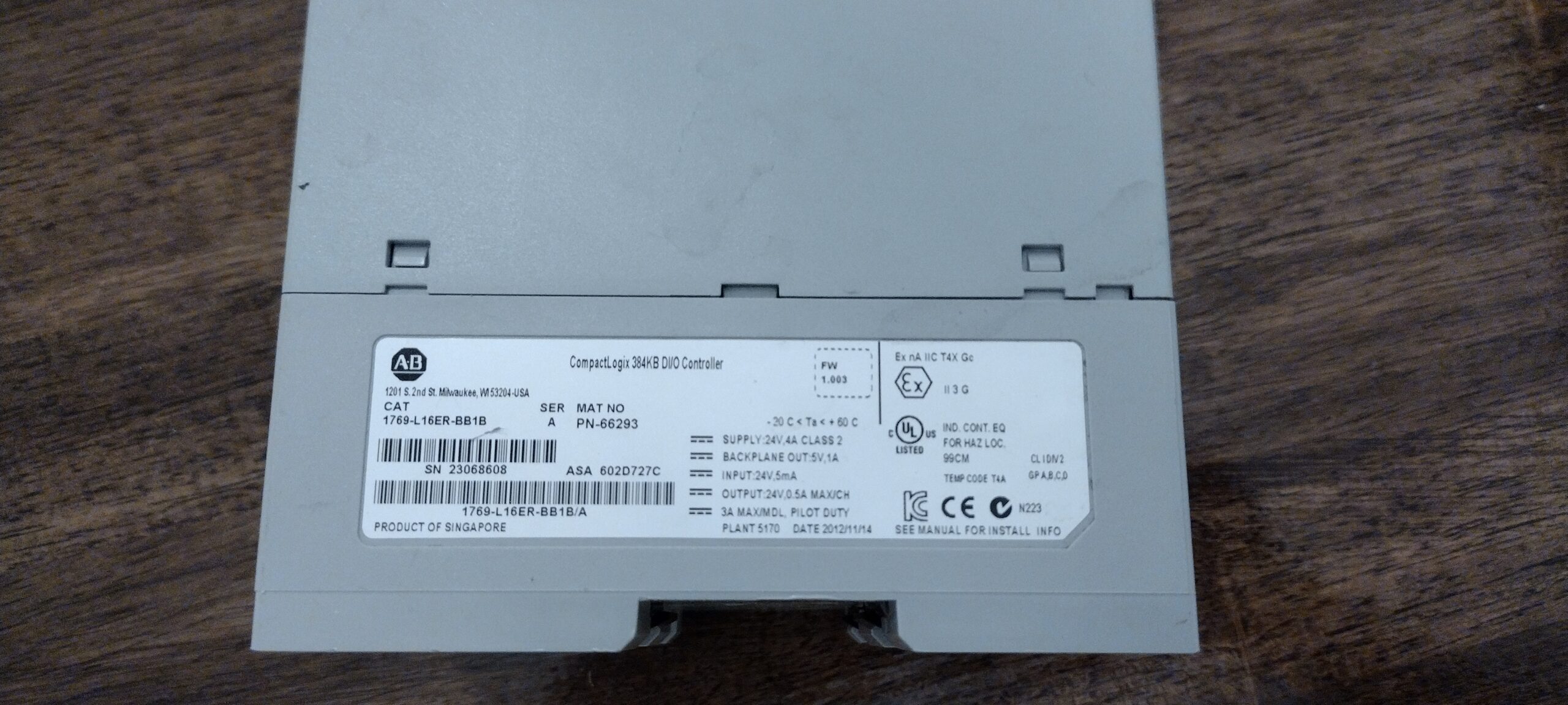 AllenBradley 1769L16ERBB1B CompactLogix 384KB DI/O Controller