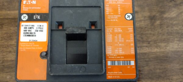 CUTLER-HAMMER E2K3400MKWS10 E2K MINING CIRCUIT BREAKER 400A 600VAC - Image 5