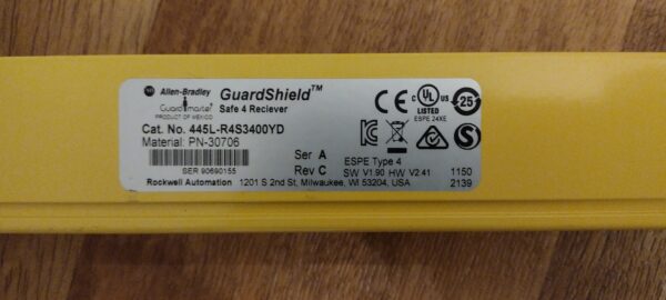 Allen Bradley GuardShield Safe 4 Pac Saftey Light Curtain Receiver 445L-R4S3400YD
