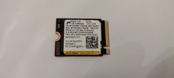 Micron 2400 M.2 2230 1TB NVMe PCIe 4.0x4 SSD Solid State Drive Steam Deck 0NKVF7