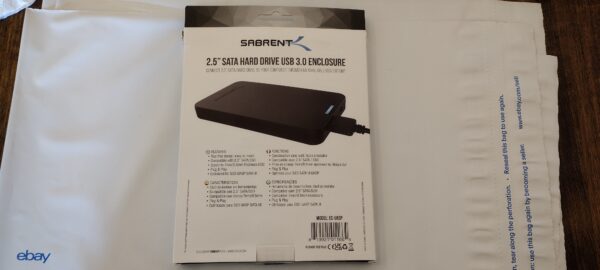 Sabrent 2.5-Inch SATA to USB 3.0 Tool-Free External Hard Drive Enclosure EC-UASP - Image 2