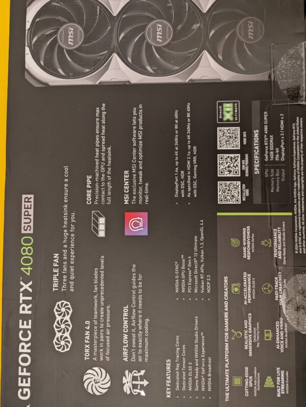 MSI NVIDIA GEFORCE RTX 4080 SUPER 16GB GDDR6X VENTUS 3X OC Graphics Card - Image 2