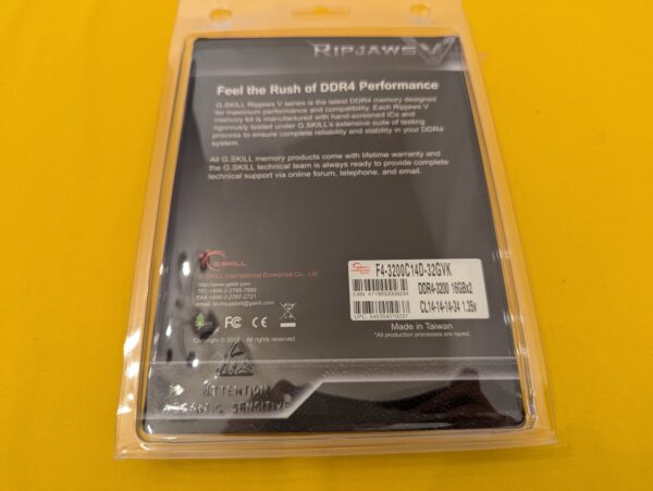 G.SKILL RIPJAWS V 32GB (2x16GB) 3200 MHz DDR4 RAM Memory Black F4-3200C14D-32GVK - Image 3