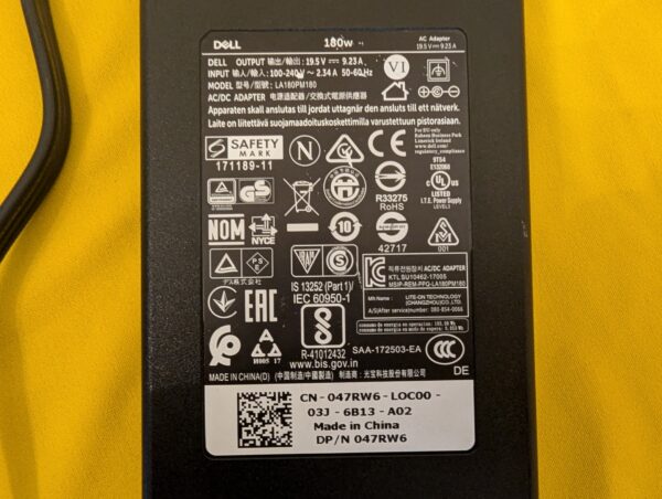 Dell 180W 9.23A Laptop Charger AC Power Adapter 047RW6 LA180PM180 - Image 2