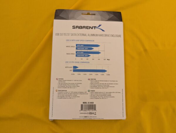 Sabrent USB 3.0 to 2.5 SATA SSD Hard Drive Enclosure, Black (EC-UASP) - Image 2