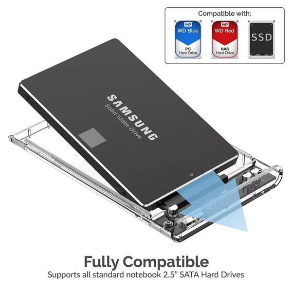 Sabrent 2.5-Inch SATA to USB 3.0 Tool-free Hard Drive Enclosure (EC-OCUB) - Image 3