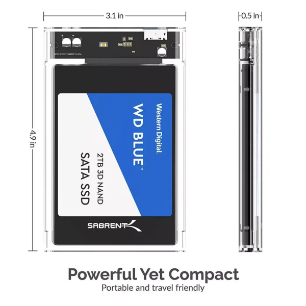 Sabrent 2.5-Inch SATA to USB 3.0 Tool-free Hard Drive Enclosure (EC-OCUB) - Image 5